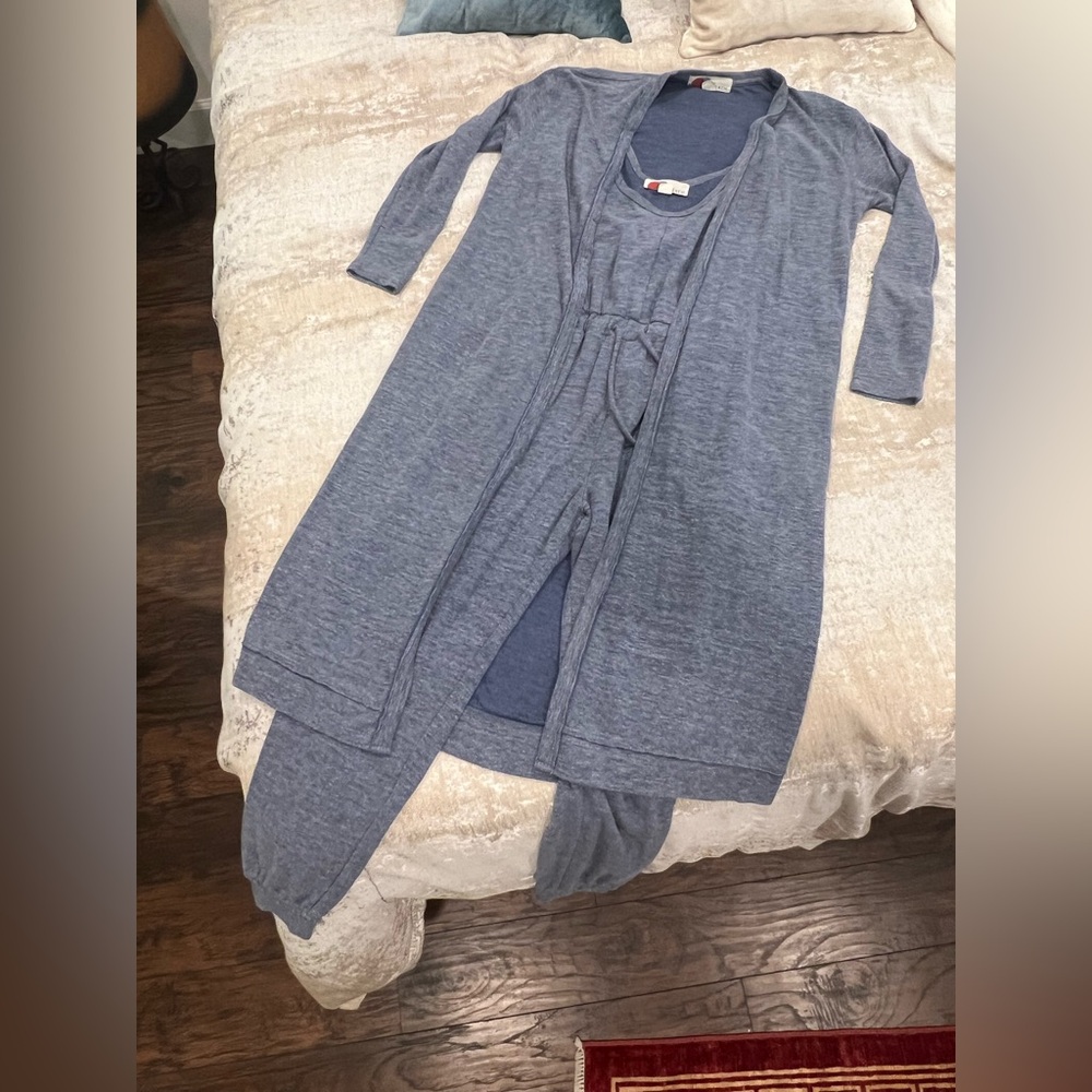 Free People FP Beach Blue Lightweight Lounge Jumpsuit with Duster – XS